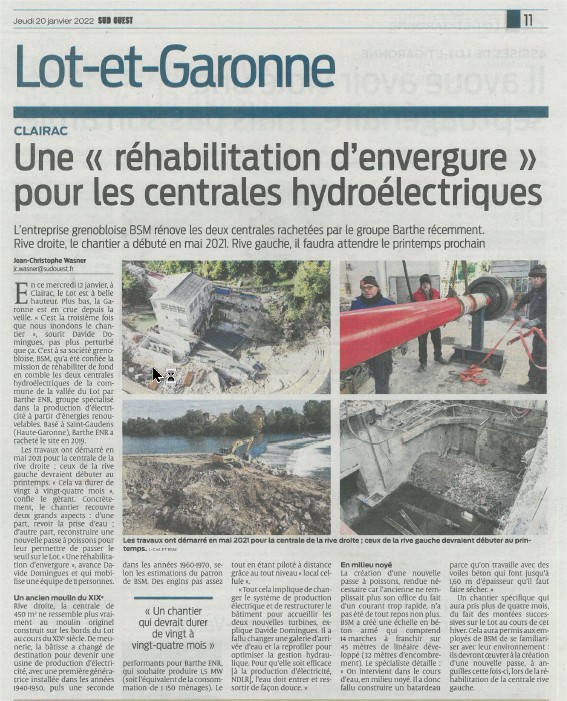 BSM Un savoir-faire reconnu dans la rénovation de centrale hydroélectriques au quatres coins de France